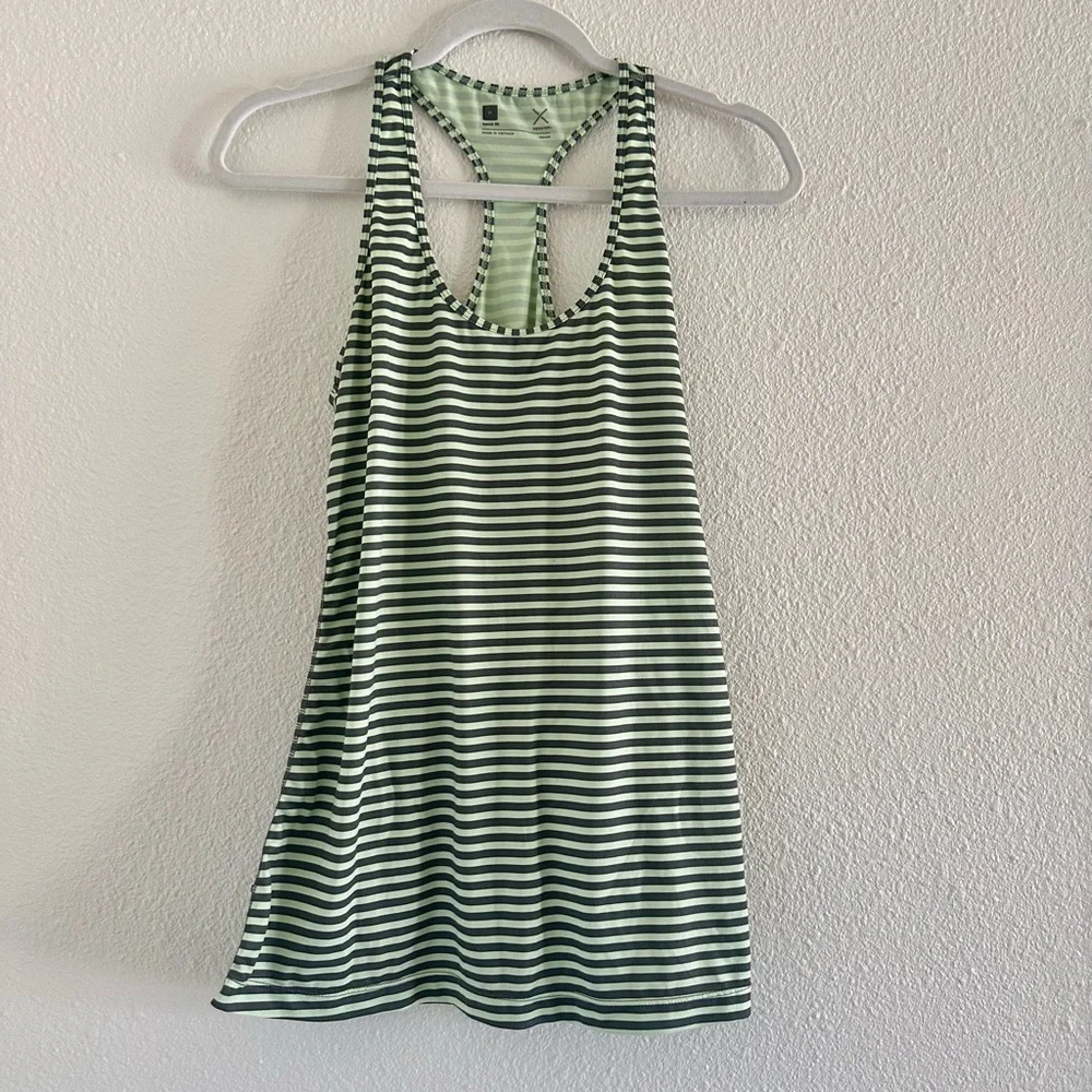 Xersion Long Green Striped Tank Top